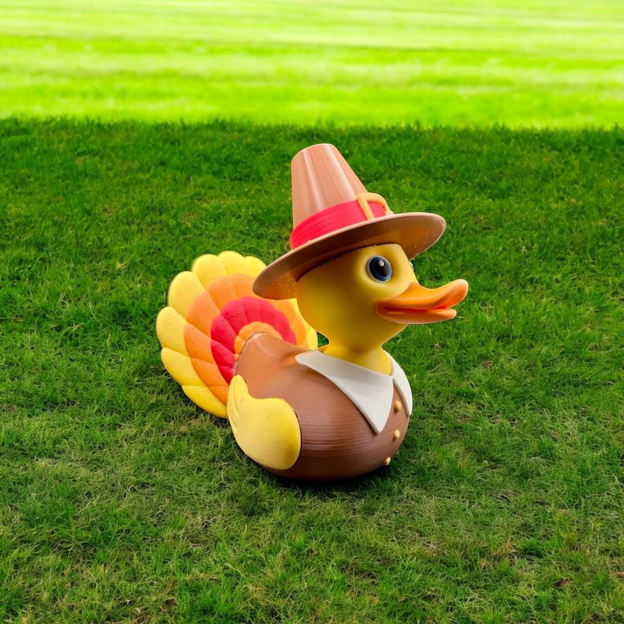 Thanksgiving Turkey-Themed Rubber Duck – 3D Printed Festive Collectible for Holiday Decor | Quirky Display Piece