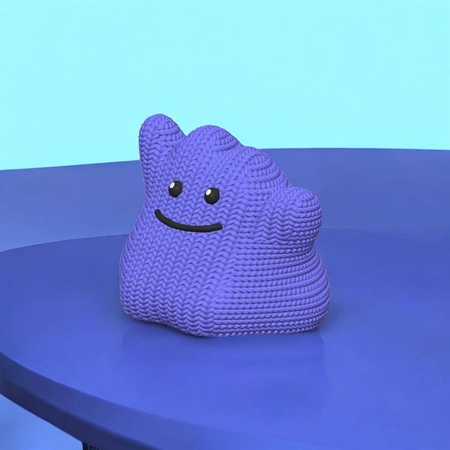 Knitted Ditto-Inspired 3D Figurine – Adorable Pokémon Collectible | Crochet-Style 3D Printed Display