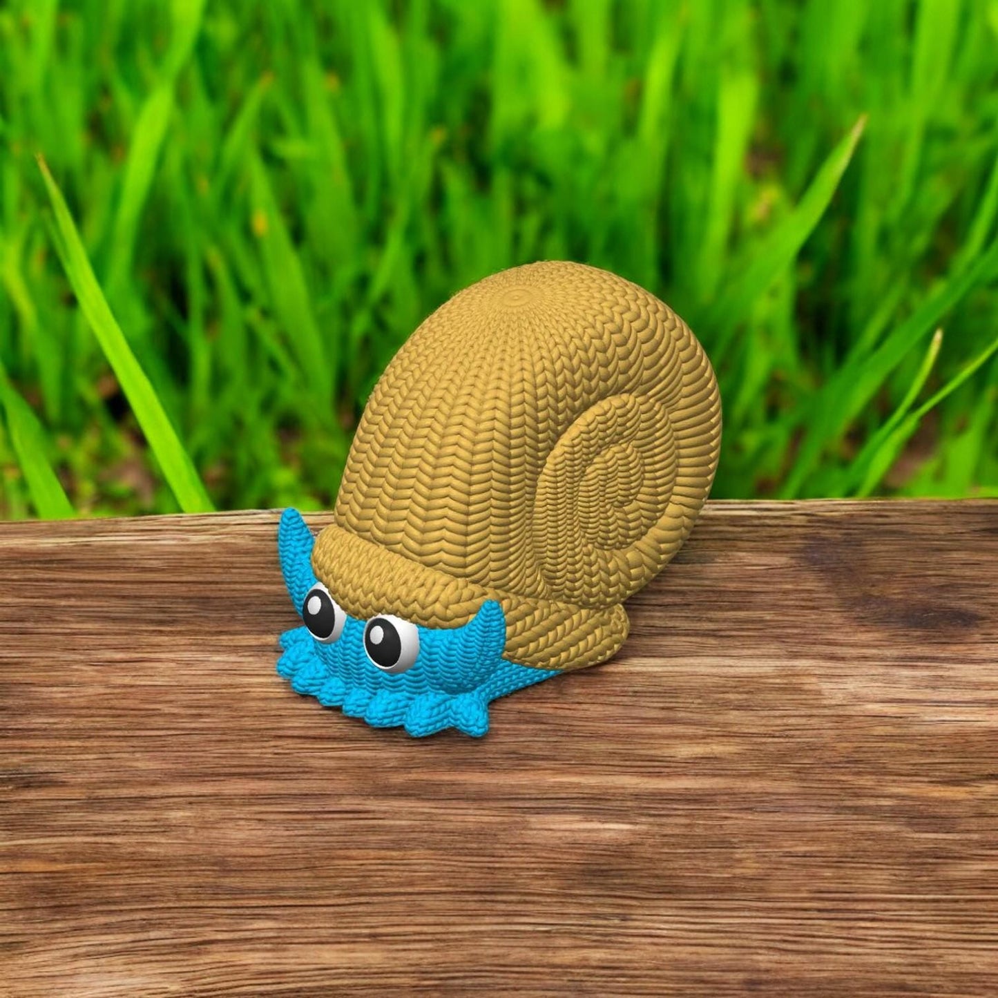 Knitted Omanyte-Inspired 3D Figurine – Adorable Pokémon Collectible | Crochet-Style 3D Printed Display