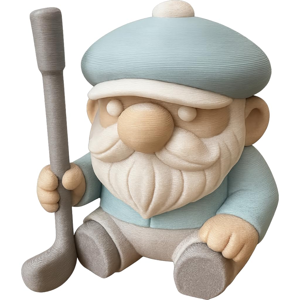 Golfer Gnome Figurine – Funny Golf Decor for Desk, Shelf or Garden | Unique Collectible Gift for Golf Lovers & Retirees – 3D Printed in Canada