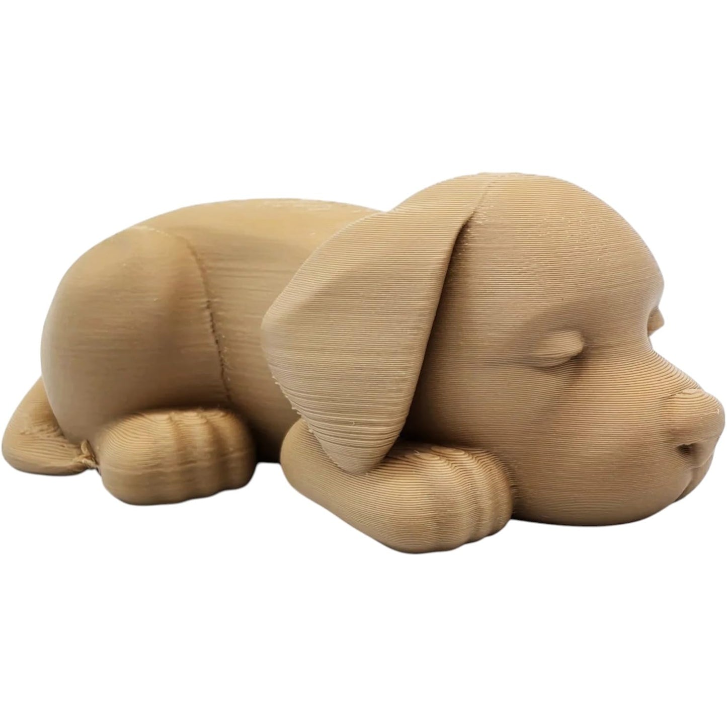 Cute Sleeping Puppy Figurine – Wood-Style 3D Printed Dog Statue with No Supports Needed for Display or Memorial Use – 3D Printed in Canada