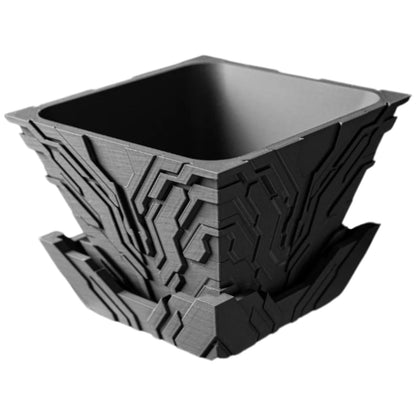 Uplink Planter Pot – Futuristic Circuitry Patterned Pot for Bonsai, Succulents, or Faux Plants – Sci-Fi Inspired Decorative Indoor Planter – 3D Printed in Canada