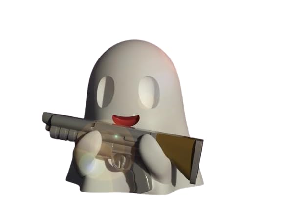 Cute Ghost Figurine Holding Toy Blaster – Funny Collectible Decor for Teens and Adults – 3D Printed in Canada