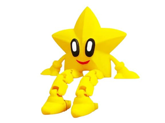 Articulated Christmas Star Figure – Poseable Holiday Shelf Sitter with Big Eyes & Legs – 3D Printed in Canada