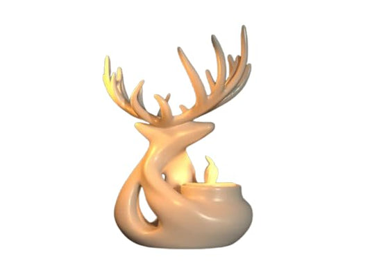 Christmas Reindeer Decorative LED Tea Light Candle Holder – Sculptural Winter Decor Centerpiece – 3D Printed in Canada