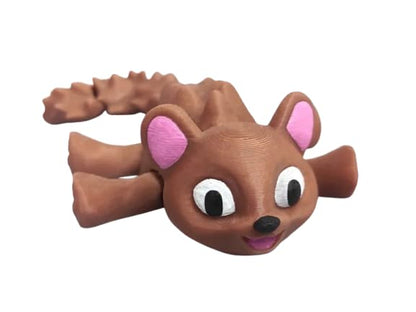 Cute Flexible Squirrel Figurine – Articulated Posable Animal Desk Toy for Stress Relief or Decoration – 3D Printed in Canada