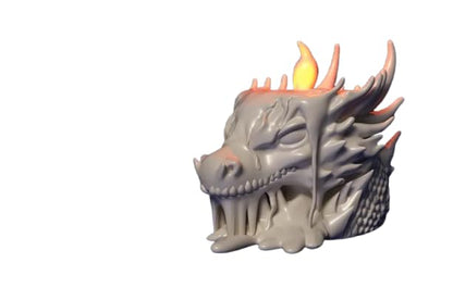 Dragon Skull LED Tea Light Holder – Gothic Fantasy Candle Stand for Tabletop or Bookshelf Ambience – 3D Printed in Canada