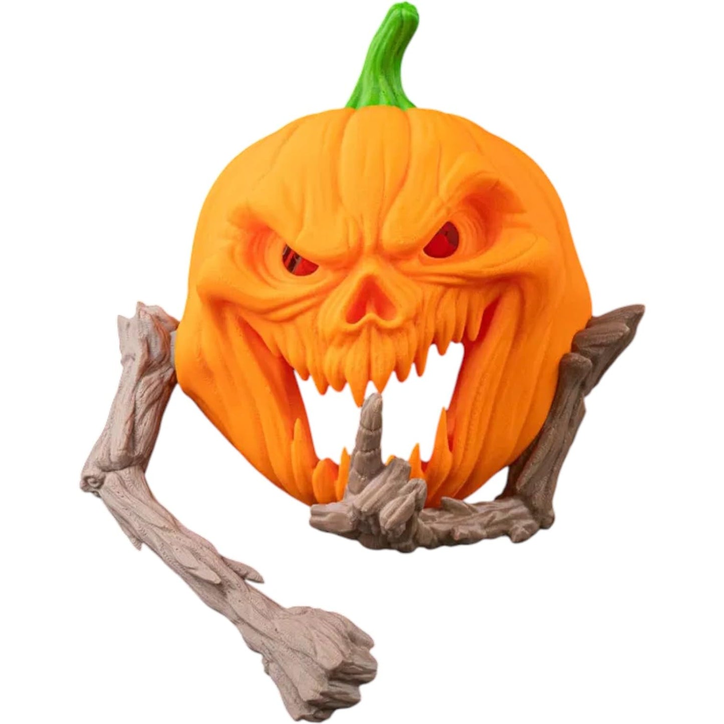 Hallowed Hush Pumpkin Door Knocker – Spooky Halloween Skeleton Wall Décor Prop with No Screws or LED – Creepy Jack-o'-Lantern Display for Haunted Entryways – 3D Printed in Canada