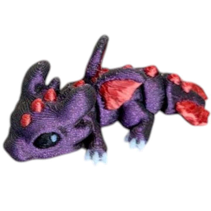 Dragon Cinder Hatchling Figurine – Flexible Articulated Mythical Creature Desk Pet & Collectible Sculpture – Unique 3D Printed Fantasy Gift for Teens & Adults – 3D Printed in Canada