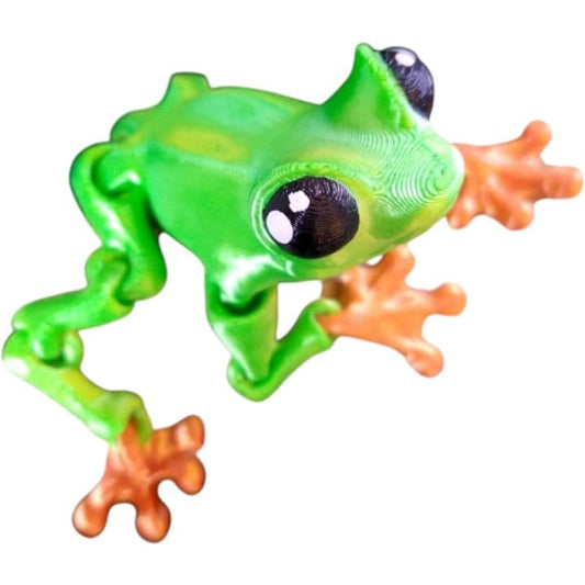 Cinder Frog Figurine – Flexible Articulated Tree Frog Desk Pet & Collectible Sculpture – Unique 3D Printed Amphibian Gift for Teens & Adults – 3D Printed in Canada