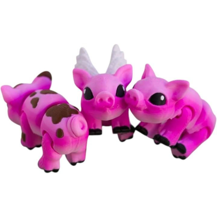 Tiny Pig Figurine – Flexible Articulated Mini Pig Desk Pet & Collectible Sculpture – Cute 3D Printed Gift for Teens & Adults – 3D Printed in Canada