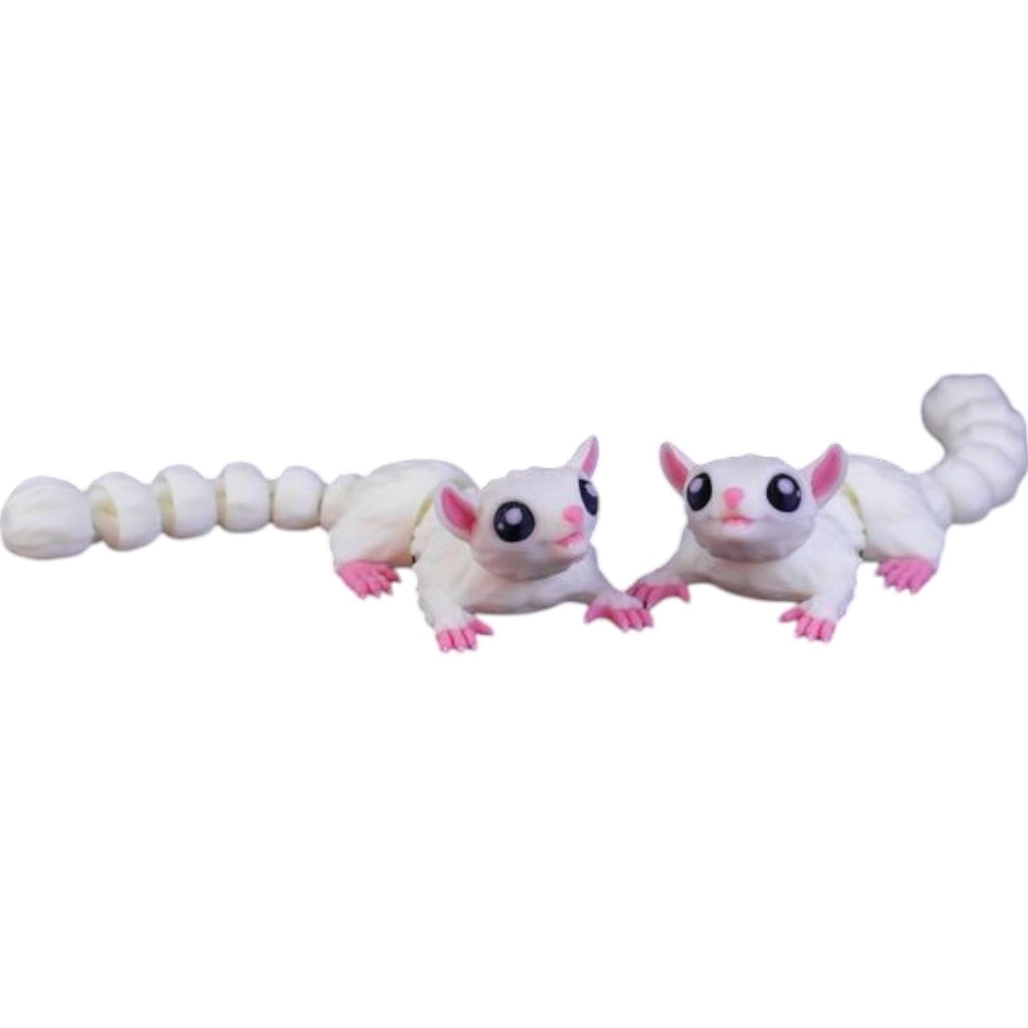 Articulated Sugar Glider Fidget Toy – Poseable White Gliders with Big Eyes – Cute Sensory Desk Pet for Teens & Adults – Flexible Animal Collectible Figure – 3D Printed in Canada