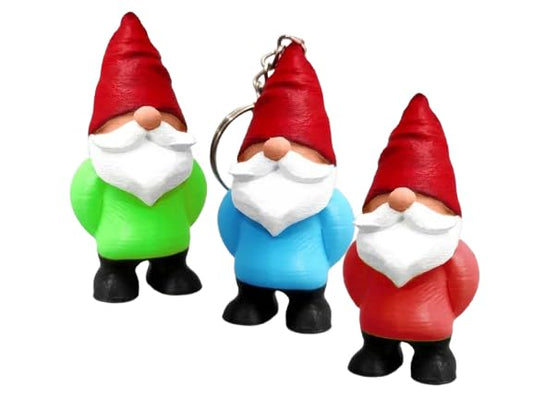 Miniature Holiday Gnome Figurine – Colorful Scandinavian Shelf Decor or Keychain Gift – 3D Printed in Canada