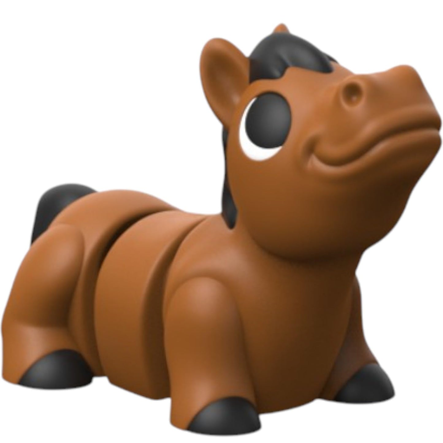 CCute Articulated Horse Figurine with Big Eyes – Brown Farm Animal Desk Fidget Toy for Teens & Adults – Posable Horse Collectible for Stress Relief & Decor – 3D Printed in Canada