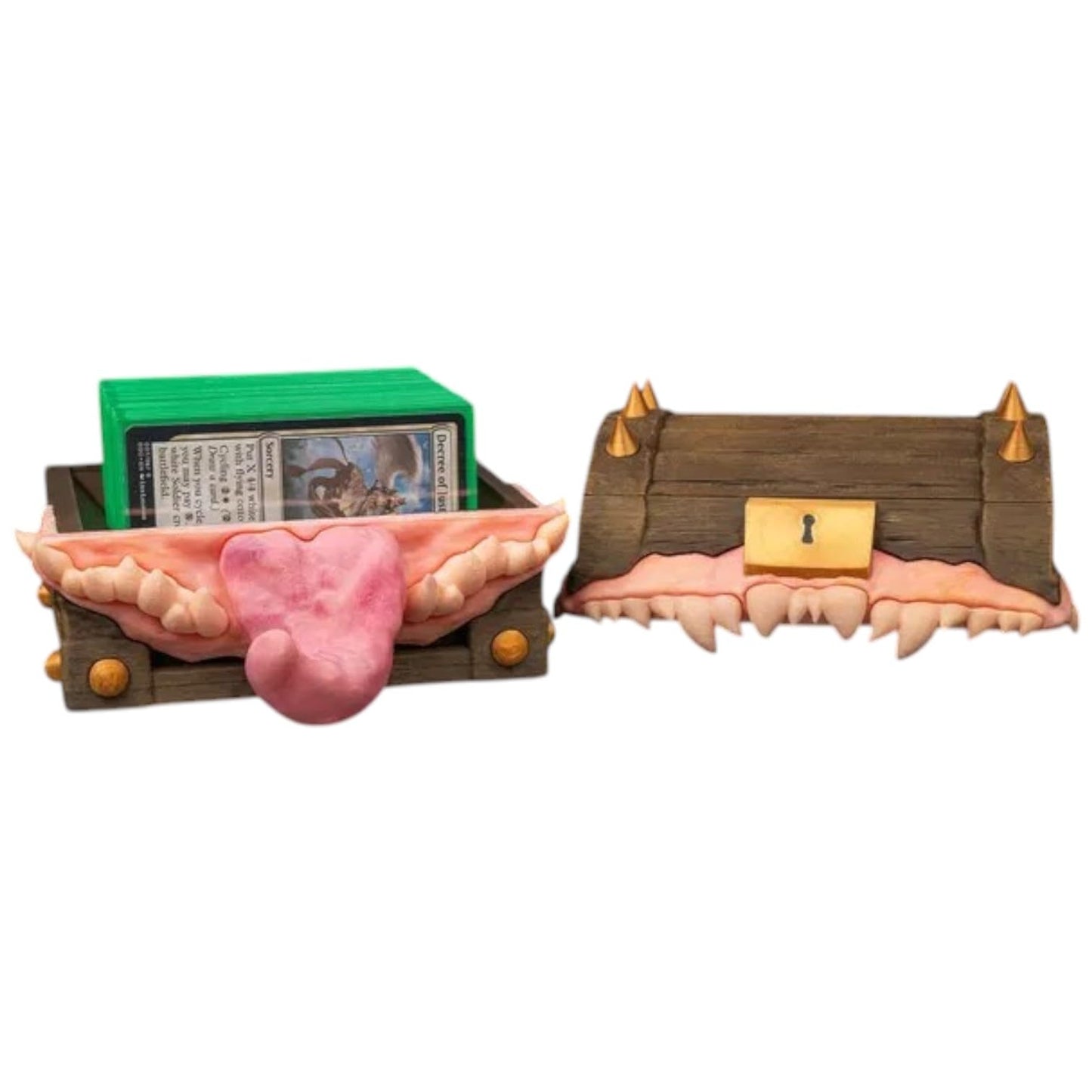 Greedy Chest Deck Box – Fantasy Monster Treasure Chest Trading Card Storage Case – Fits 100+ Cards – Durable & Decorative Card Holder for Collectible & Battle Decks – 3D Printed in Canada