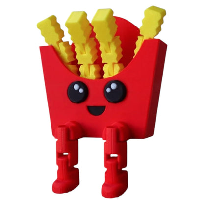 Fidget Fries Buddy – Cute Articulated French Fry Fidget Toy Keychain with Swinging Legs for Teens & Adults – Great Desk Buddy, Gift, or Stress Reliever – 3D Printed in Canada