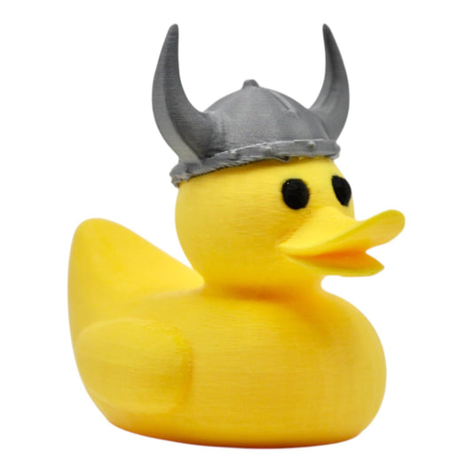 Viking Duck Figurine – Funny Rubber Duck in Horned Helmet for Shelf Décor, Office Display or Norse Mythology Gifts – 3D Printed in Canada
