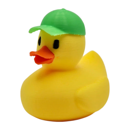 Baseball Hat Duck Figurine – Cute Yellow Duck Collectible, Novelty Gift, Rubber Duck Style Decor, Unique Fidget Display, Desk Ornament for Adults & Teens – 3D Printed in Canada