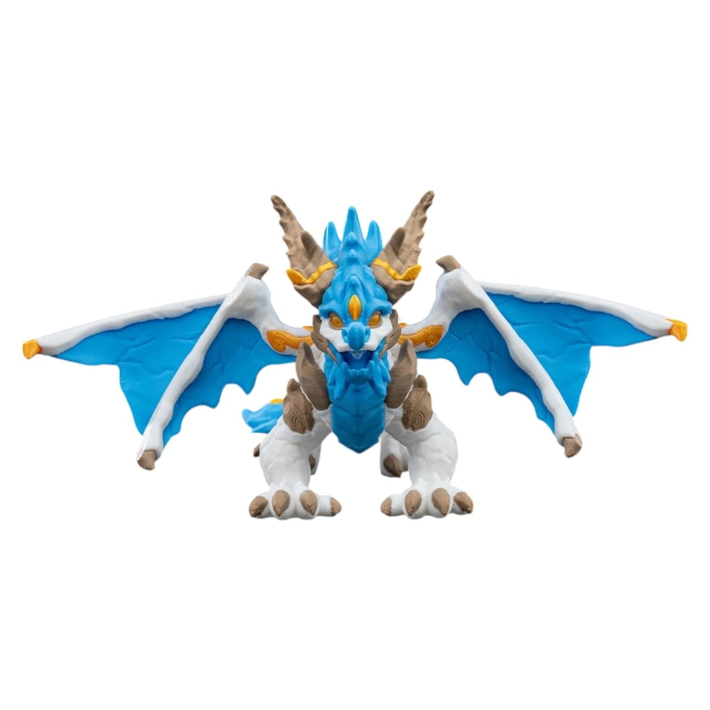 Ice Elemental Dragon Figurine – Fantasy Ice Dragon Statue with Blue Frost Detail – Mythical Creature Collectible for Desk or Shelf Display – 3D Printed in Canada