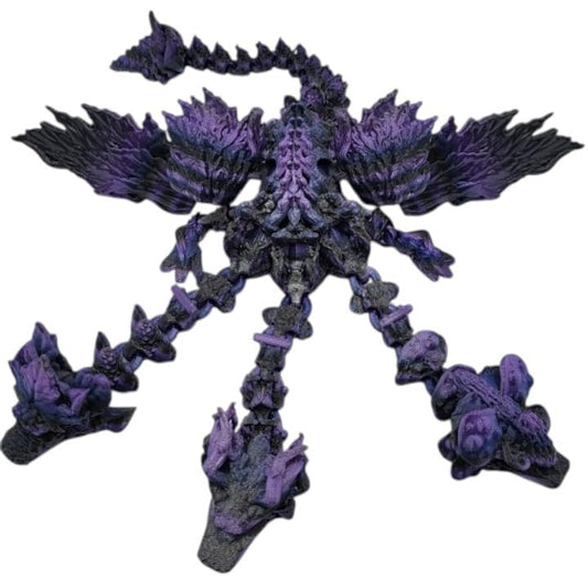 Tri-Forest Dragon Articulated Fantasy Figurine – Triple-Headed Posable Dragon for Display, Fidgeting & Collectors – 3D Printed in Canada