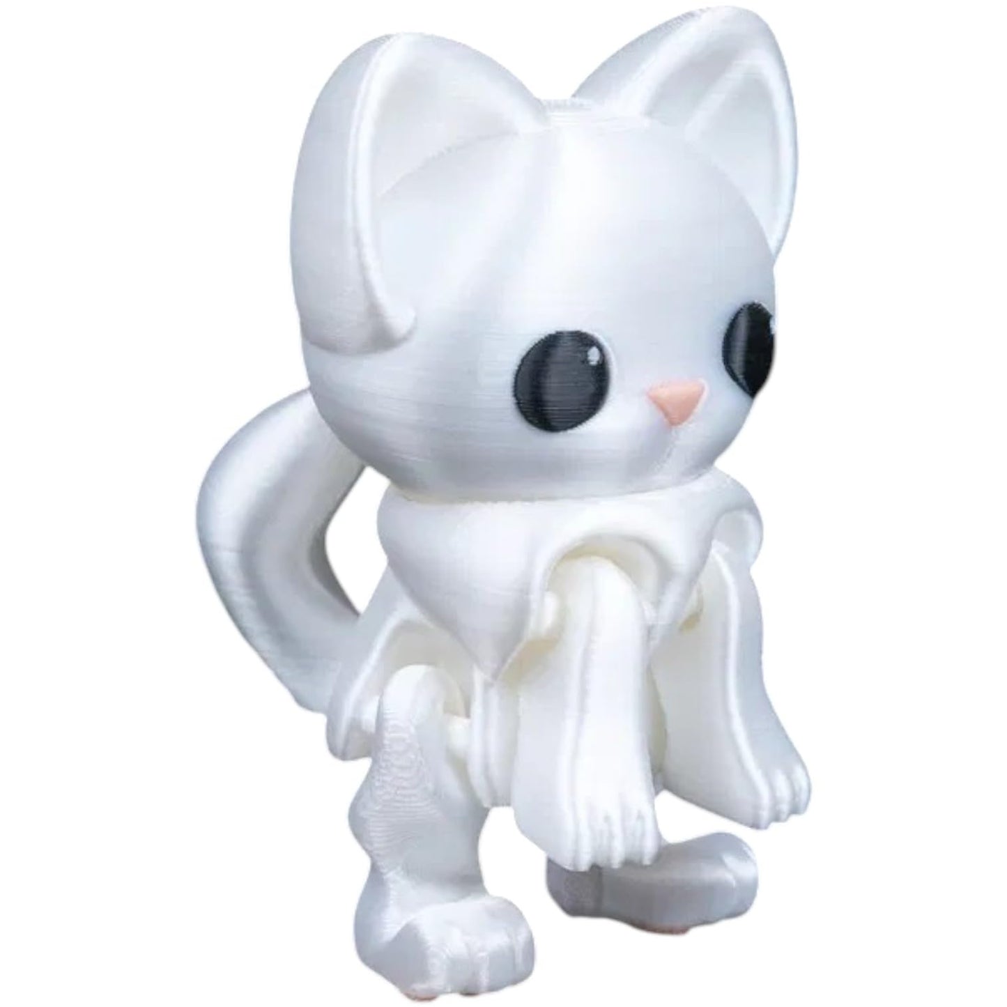 Curious Cat Fidget Toy – Articulated Sitting Kitty Figure for Desk, Shelf or Stress Relief – Poseable Collectible for Teens and Adults – 3D Printed in Canada