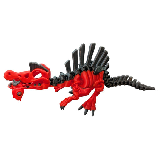 Skeleton Spinosaurus – Articulating Dinosaur Figurine for Teens and Adults – Prehistoric Collectible – 3D Printed in Canada (Infernal Ember)