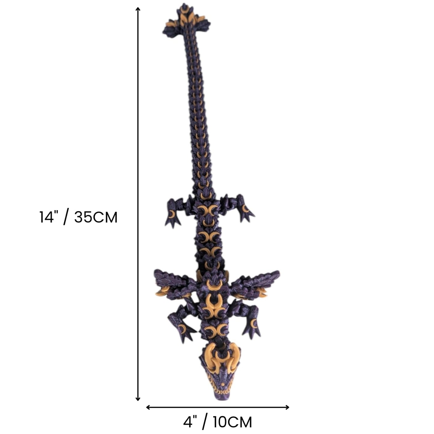 Galaxy Lunar Winged Articulating Dragon – Celestial-Themed Figurine for Teens and Adults – Fantasy Desk Accessory for Stress Relief and Collection – 3D Printed in Canada