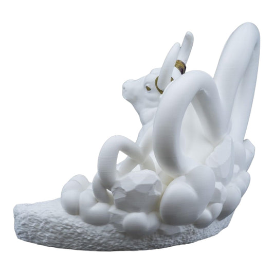 Taurus Zodiac Bull Figurine with Heart Cloud Base – Astrology Decor for Romantic Gifts, Birthdays & Horoscopes – 3D Printed in Canada
