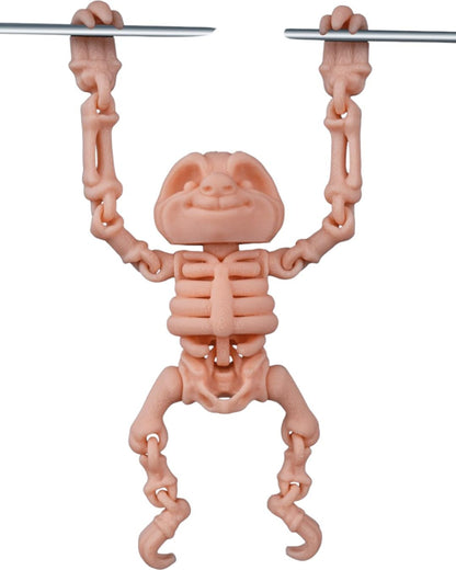Poseable Skeleton Sloth Figurine – Articulated Creepy Cute Desk Buddy & Halloween Fidget Décor for Teens & Adults – 3D Printed in Canada