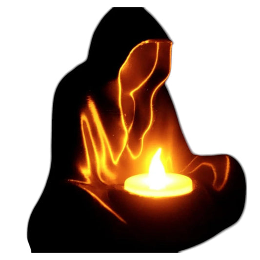 Hooded Figure LED Tea Light Holder – Faceless Cloaked Reaper Style 3D Printed Candle Cover for Spooky Ambiance & Gothic Decor – Battery Candle Not Included – 3D Printed in Canada
