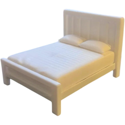 Miniature Modern Bed with Pillows – 1:12 Scale Dollhouse Bedroom Furniture Accessory – 3D Printed in Canada