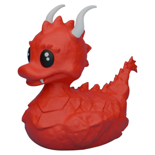 Dragon Duck Figurine – Red Fantasy Duck Collectible with Horns and Spiked Tail – Cute Desk Décor for Dragon Lovers, Ducks for Jeeps, and Mythical Gifts – 3D Printed in Canada