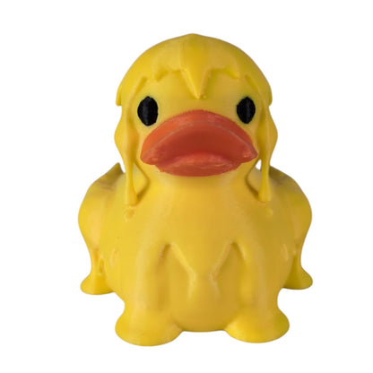 Melting Duck Figurine - Quirky Rubber Duck Collectible - PLA Desk Decor - Surreal Duck Gift - Ducks for Jeeps - Yellow Duck Toy - 3D Printed in Canada