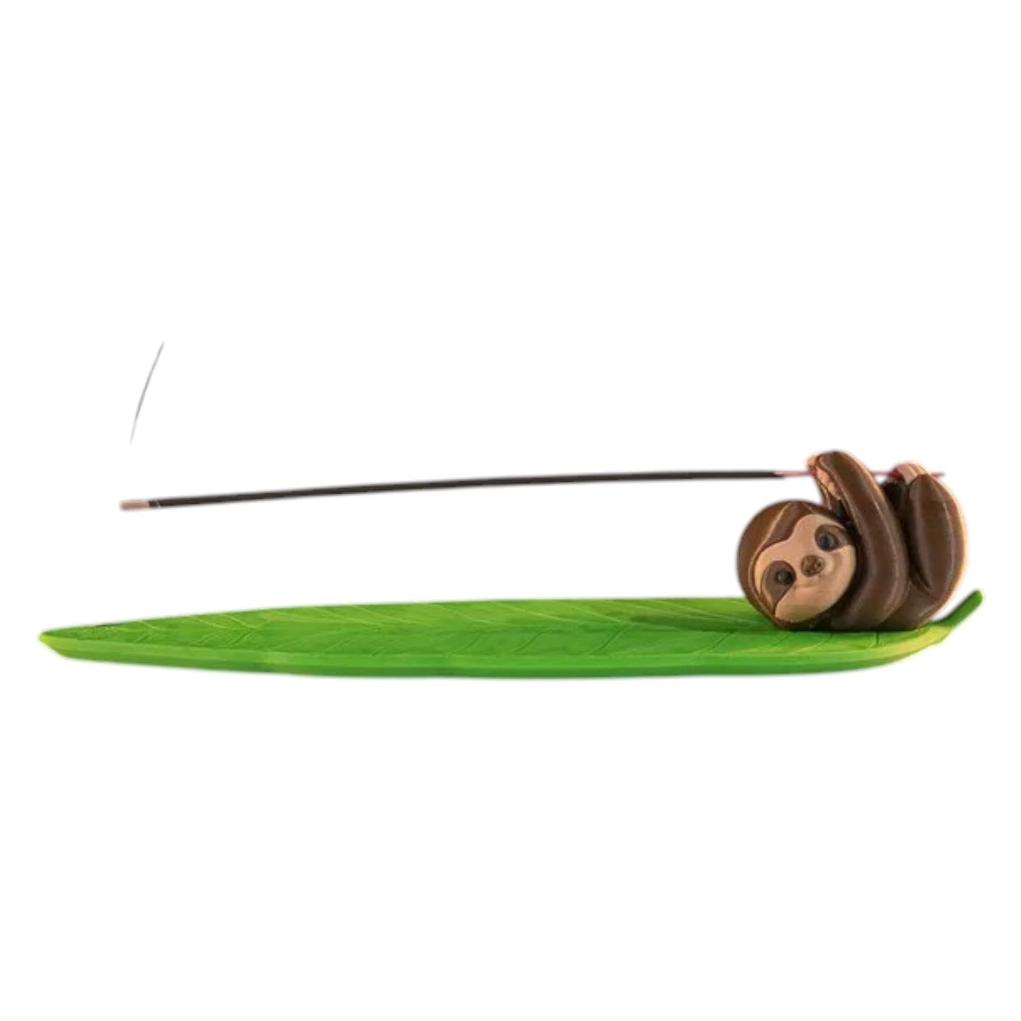 Slow Burn Incense Holder – Adorable Sloth Stick Burner on Leaf Tray for Relaxation, Aromatherapy, and Home Décor – Cute Jungle Design – 3D Printed in Canada