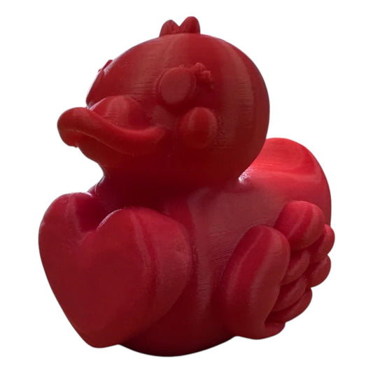 Heart Duck Figurine – Cute Valentine Rubber Duck Style Desk Decoration, Gift for Duck Lovers & Collectors – 3D Printed in Canada
