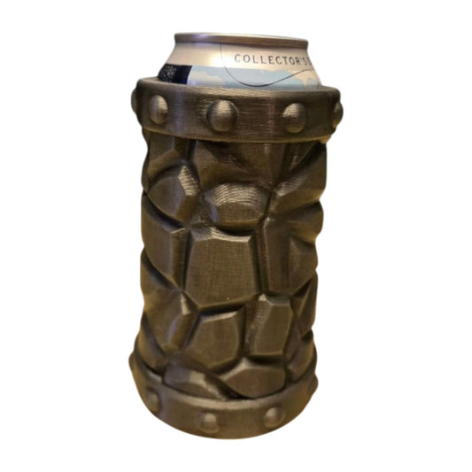 Medieval Stone Can Holder with Textured Rock Armor Design – Fantasy Drink Sleeve for 12oz Cans – 3D Printed in Canada