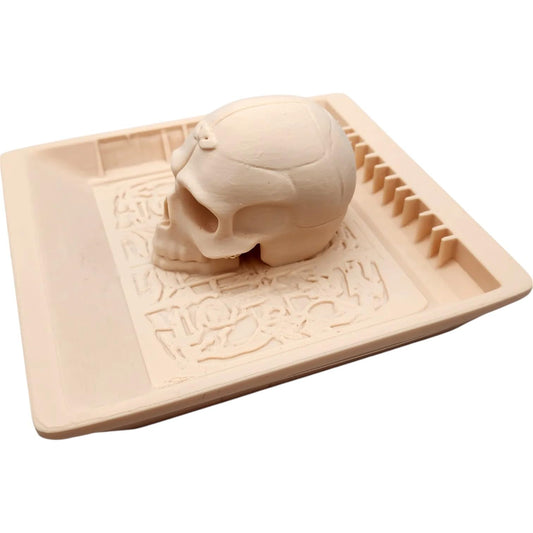 Skull Catch-All Tray – Gothic Desk Organizer with 3D Skull Accent for Keys, Coins, Dice, or Jewelry – 3D Printed in Canada