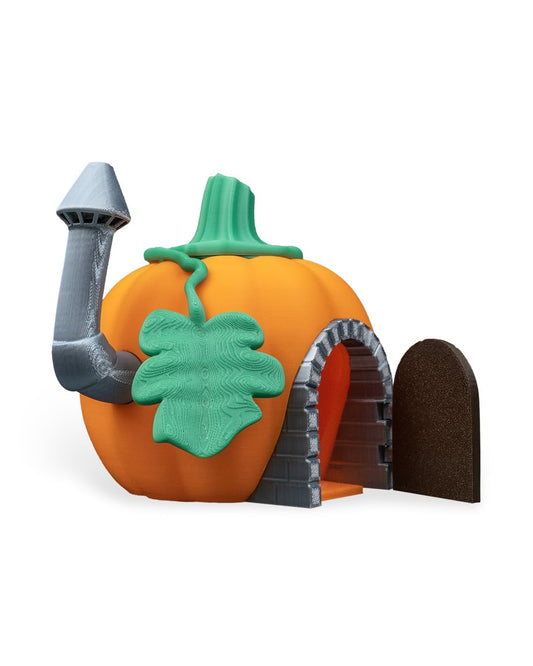 Enchanted Pumpkin Fairy House – Whimsical Fall Décor for Garden or Shelf – Miniature Cottage – 3D Printed in Canada