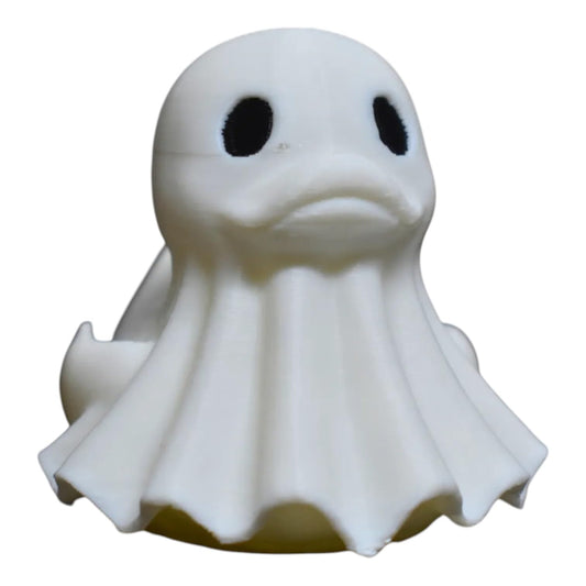 Cute Ghost Duck Figurine – Halloween Duck Decor, Spooky Rubber Duck Alternative, Gothic Ghost Collectible – 3D Printed in Canada