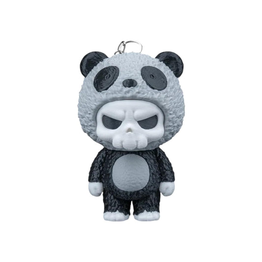 Skubbies – Babuu Panda Skeleton Mini Figurine Collectible, 2" – Pack of 5 with Keychain Ring Connector – Cute Backpack & Purse Accessory for Teens & Adults – 3D Printed in Canada