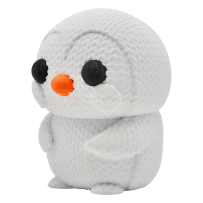 Knitted Penguin Figurine – Faux-Stitched Arctic Animal Sculpture with Orange Beak – 3D Printed in Canada