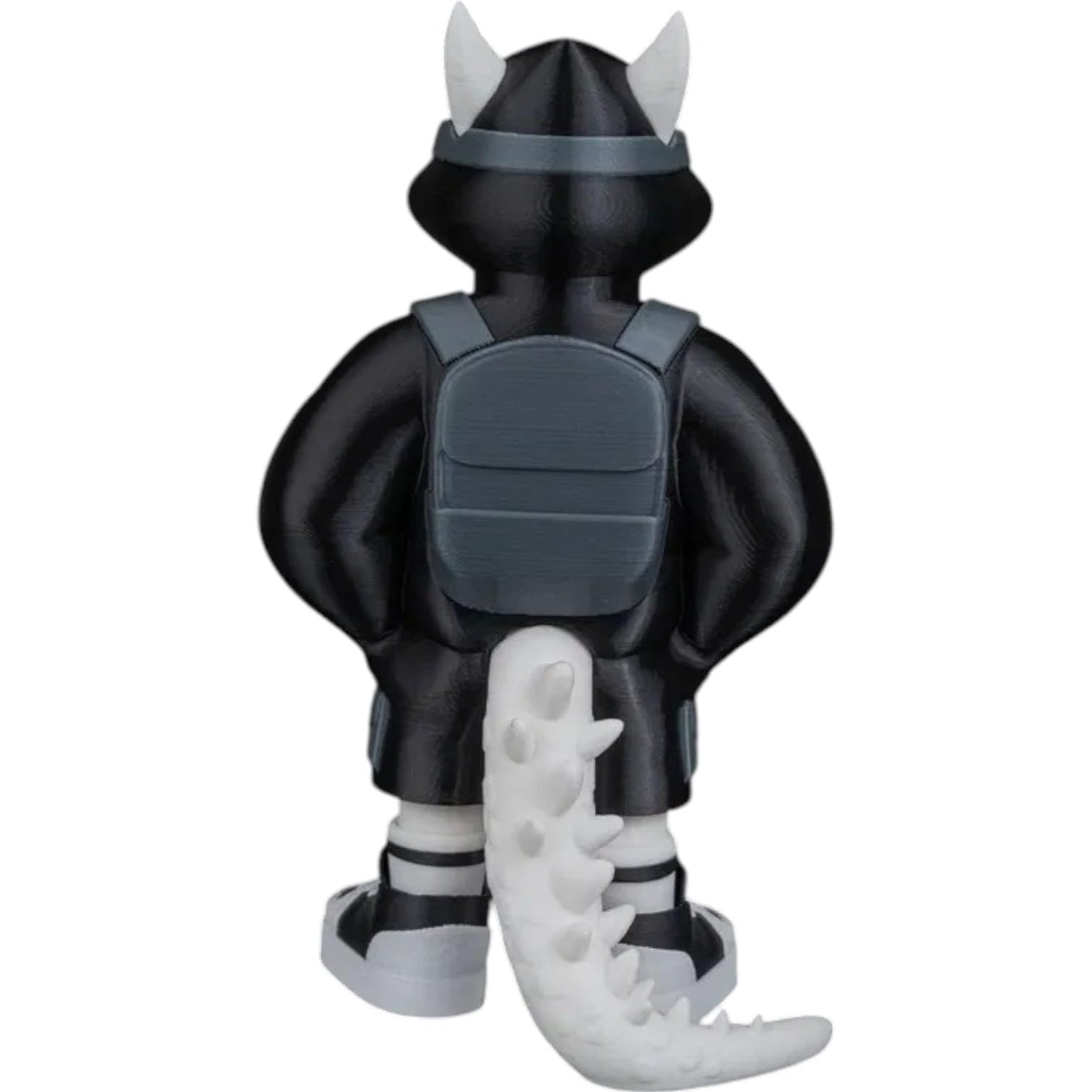 Tylrethar “Tyler” Urban Beast Figurine – 3D Printed Monster in Black Puffer Jacket & Backpack – Designer Toy for Collectors, Teens & Adults – 3D Printed in Canada