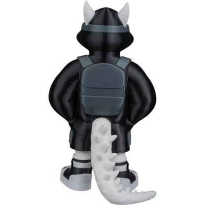 Tylrethar “Tyler” Urban Beast Figurine – 3D Printed Monster in Black Puffer Jacket & Backpack – Designer Toy for Collectors, Teens & Adults – 3D Printed in Canada