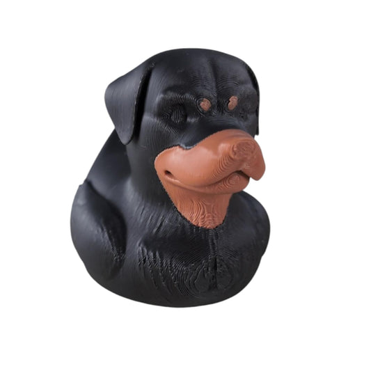 Rottweiler Duck Figurine - Dog Collectible for Jeep Ducking, Cruise Ship Hiding - Funny Rubber Duck Gift for Dog Lovers - Novelty Desk Decor - 3D Printed in Canada