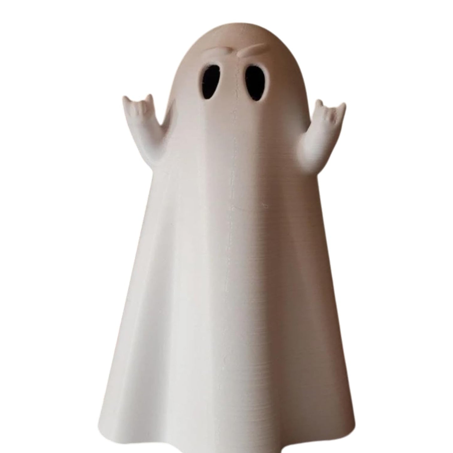 Rock On Ghost Figurine – Metalhead Hand Sign Ghost Shelf Decoration for Halloween, Goth Rooms & Music Fans – 3D Printed in Canada