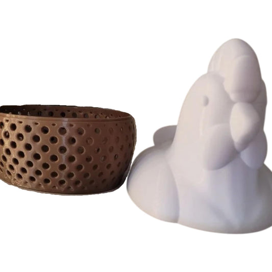 Chicken Basket with Perforated Base – Decorative Hen-Shaped Egg or Fruit Holder for Countertop or Pantry – 3D Printed in Canada