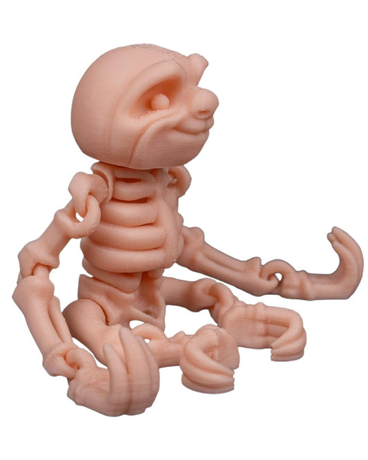 Poseable Skeleton Sloth Figurine – Articulated Creepy Cute Desk Buddy & Halloween Fidget Décor for Teens & Adults – 3D Printed in Canada