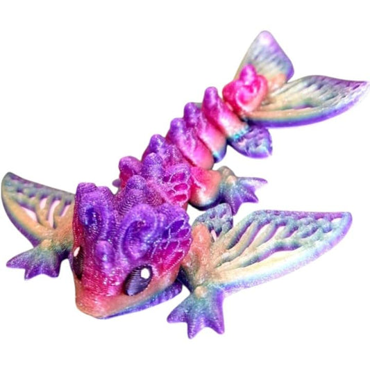 Butterfly Wyvern – Articulated Fidget Dragon Figurine, Vibrant Fantasy Creature with Winged Detail, Print-in-Place Collectible – 3D Printed in Canada