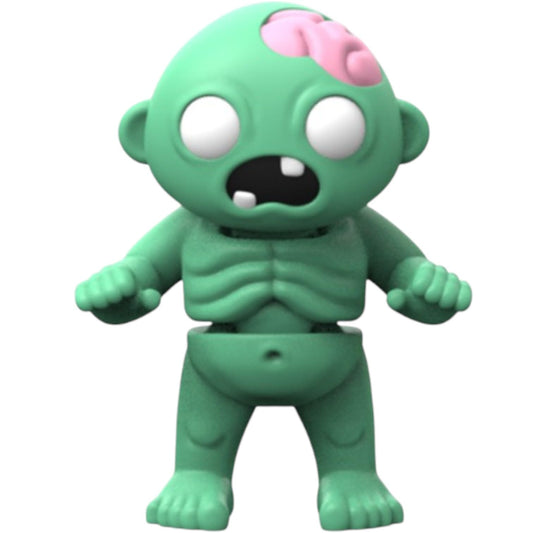 Halloween Zombie Figurine – Cute Green Brain-Eating Monster Collectible with Poseable Body for Shelf Display, Desk Toy, or Spooky Gifting – 3D Printed in Canada