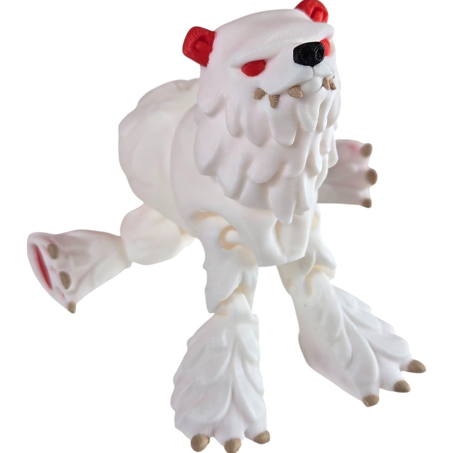 Twisty Polar Bear – Articulated Fantasy Ice Beast with Vibrant Claws, Poseable Limbs & Fierce Expression, Mythical Creature Figurine – 3D Printed in Canada